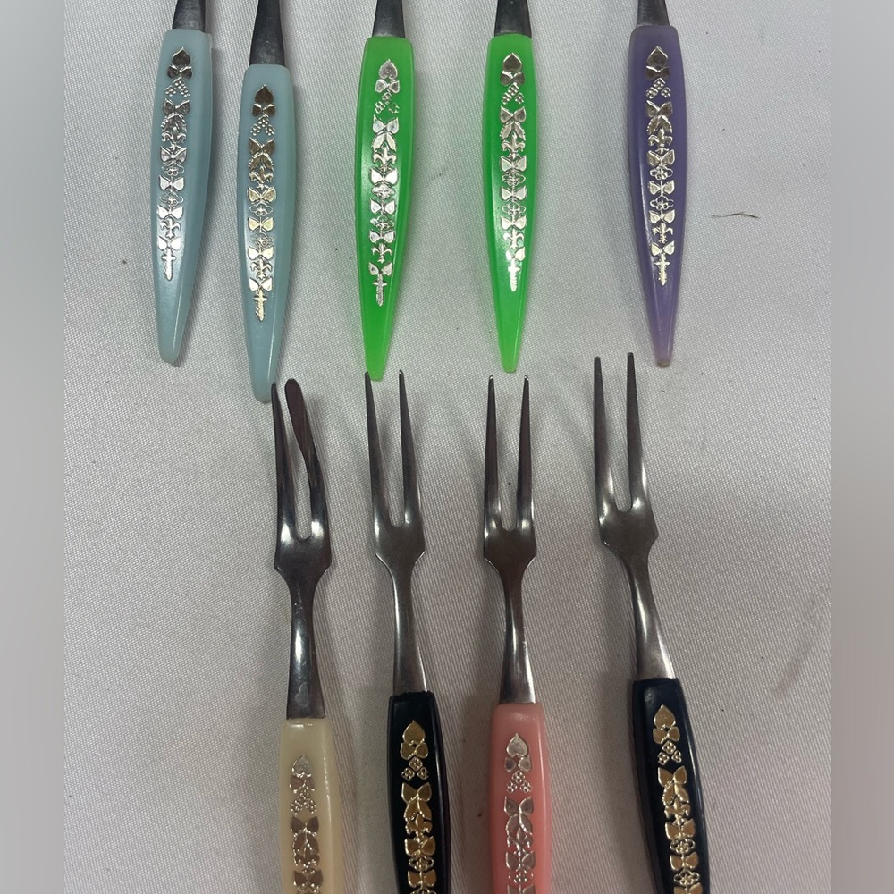 MCM vintage appetizer forks, colorful assorted set. - Picture 2 of 2
